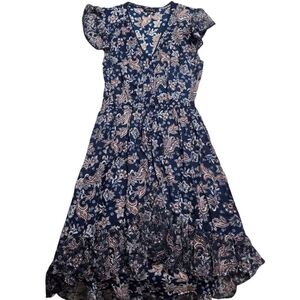 EN/KAY Boho Paisley High-Low Midi Dress Medium